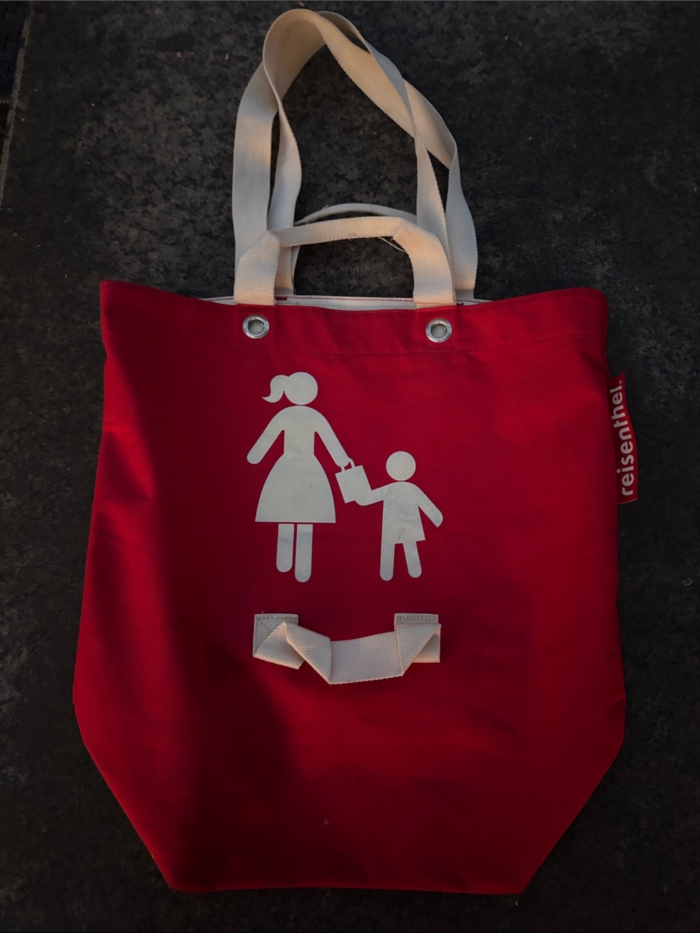 Reisenthel Motherchildbag Red Canvas Tote Bag with White Handles
